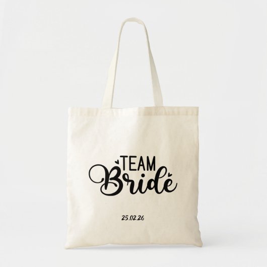 "Team Bruid" Aangepaste datum Tote Bag (Voorkant)