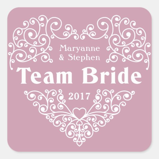 Team Bruid aangepaste namen & jaar bruiloft sticke Vierkante Sticker (Voorkant)