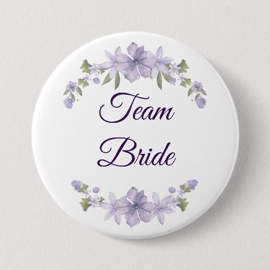 Team Bruid Bloem Knop | Trouwfeest Favor Ronde Button 7,6 Cm (Voorkant)