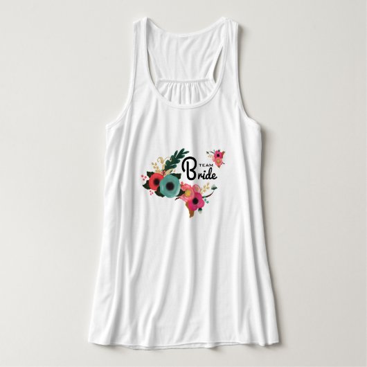 Team bruid. Bloemen vrijgezellenfeest Tanktop (Design voorkant)