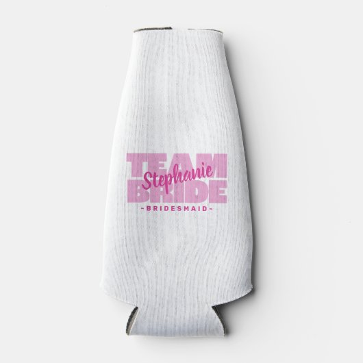 Team bruid bruidsmeisje naam bruiloft feest bier r flesjeskoeler (Voorkant)