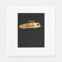 Team Bruid, Bruidsmeisje Servetten-Zwart & Goud