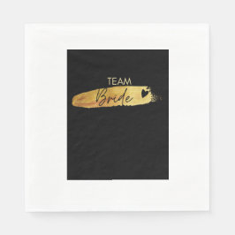Team Bruid, Bruidsmeisje Servetten-Zwart & Goud Servet