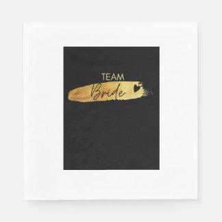 Team Bruid, Bruidsmeisje Servetten-Zwart & Goud Servet
