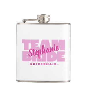 Team Bruid Bruidsmeisje Trouwen Bruiloft Roze Heupfles