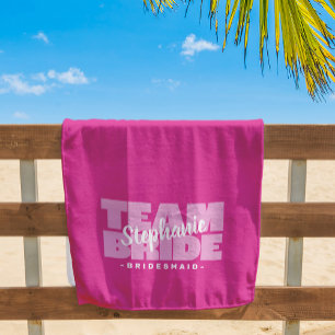 Team Bruid Bruidsmeisje Trouwen Chic Retro Roze Zw Strandlaken