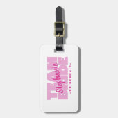 Team Bruid Bruidsmeisjes Meisjes Avond Roze Bagagelabel (Voorkant verticaal)