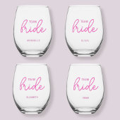 Team bruid bruiloft vrijgezelle wijnglas zonder voet