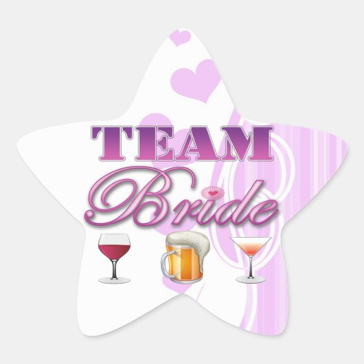 Team Bruid Drinken Bruidsmeisjes Bruiloft Bruidsfe Ster Sticker (Voorkant)