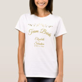 Team Bruid Eenvoudig Elegant Gouden Bloemige Huwel T-shirt (Voorkant)