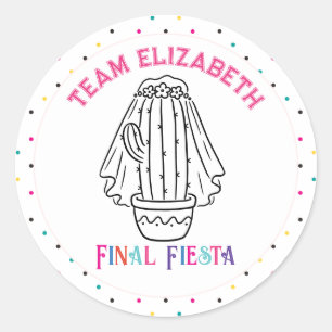 Team Bruid Eindfeest Cactus Bruidsmeisjes Ronde Sticker