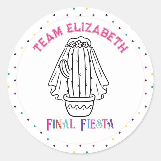 Team Bruid Eindfeest Cactus Bruidsmeisjes Ronde Sticker (Voorkant)