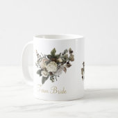 Team bruid elegante witte bloemen winter bruiloft koffiemok (Voorkant links)