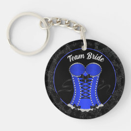 Team Bruid Flirterig Blauw Corset Sleutelhanger