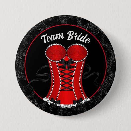 Team Bruid Flirterig Rode Lijfje Ronde Button 7,6 Cm (Voorkant)