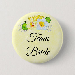 Team Bruid Geel Bloemmotief Ronde Button 5,7 Cm