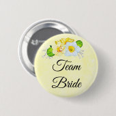 Team Bruid Geel Bloemmotief Ronde Button 5,7 Cm (Voorkant /achterkant)