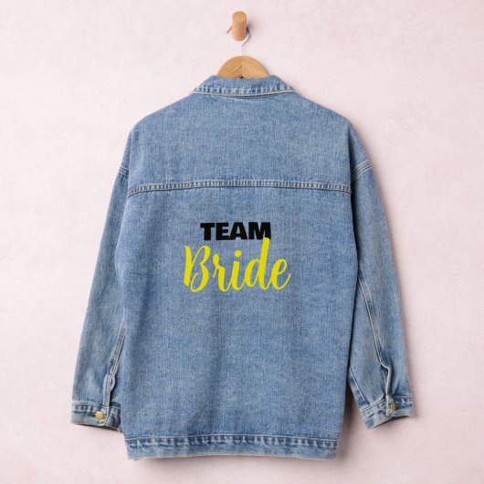 Team bruid geel en zwart bruiloft typografie denim jacket (Hangar)