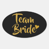 Team Bruid Goud Hart Ovale Sticker (Voorkant)