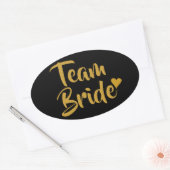 Team Bruid Goud Hart Ovale Sticker (Envelop)