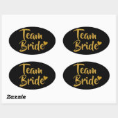 Team Bruid Goud Hart Ovale Sticker (Vel)