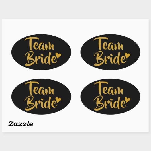 Team Bruid Goud Hart Ovale Sticker (Vel)