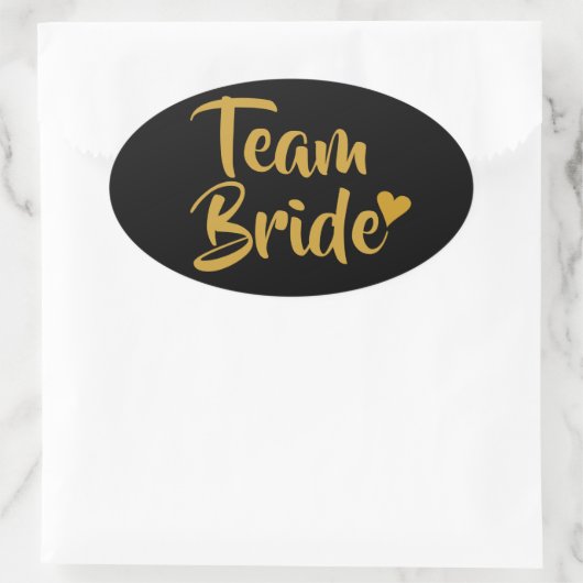 Team Bruid Goud Hart Ovale Sticker (Tas)