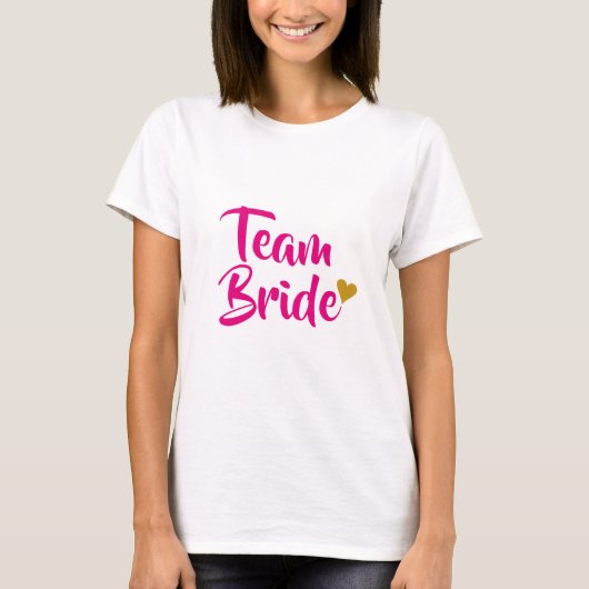 Team Bruid Goud Hart T-shirt (Voorkant)
