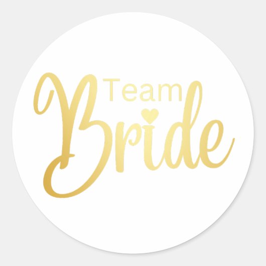 Team Bruid goud typografie Ronde Sticker (Voorkant)