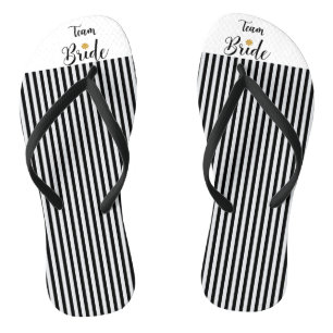 Team Bruid Gouden Bloem Zwart Wit Strepen Trendy Teenslippers