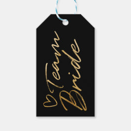 Team Bruid - Gouden faux folie cadeau label Cadeaulabel