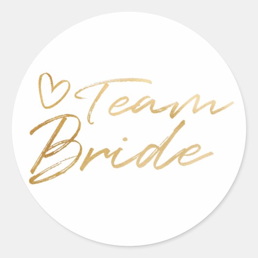 Team Bruid - Gouden faux folie sticker (Voorkant)