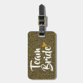 Team Bruid Gouden Hart Glitter Bagagelabel (Voorkant verticaal)