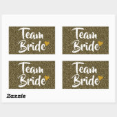 Team Bruid Gouden Hart Glitter Rechthoekige Sticker (Vel)