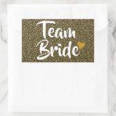 Team Bruid Gouden Hart Glitter Rechthoekige Sticker (Tas)