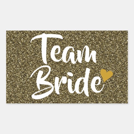 Team Bruid Gouden Hart Glitter Rechthoekige Sticker (Voorkant)