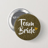 Team Bruid Gouden Hart Glitter Ronde Button 5,7 Cm (Voorkant /achterkant)