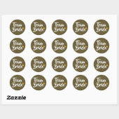 Team Bruid Gouden Hart Glitter Ronde Sticker (Vel)