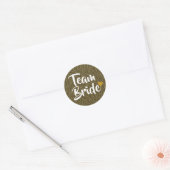 Team Bruid Gouden Hart Glitter Ronde Sticker (Envelop)