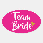 Team Bruid Gouden Hart Ovale Sticker (Voorkant)