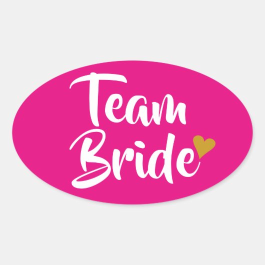 Team Bruid Gouden Hart Ovale Sticker (Voorkant)