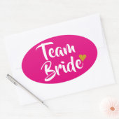 Team Bruid Gouden Hart Ovale Sticker (Envelop)
