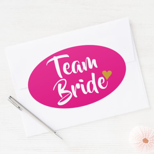 Team Bruid Gouden Hart Ovale Sticker (Envelop)