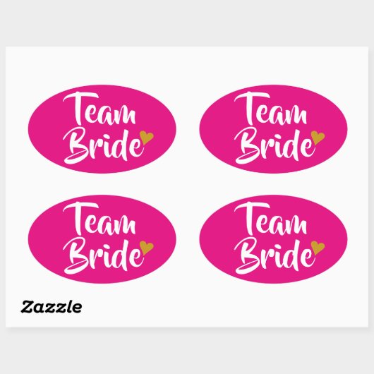 Team Bruid Gouden Hart Ovale Sticker (Vel)