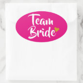 Team Bruid Gouden Hart Ovale Sticker (Tas)