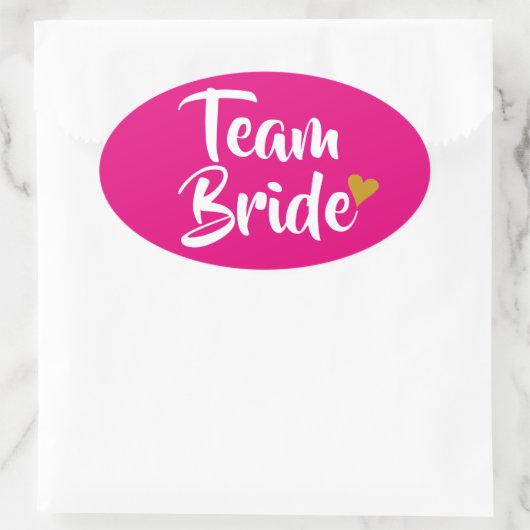 Team Bruid Gouden Hart Ovale Sticker (Tas)