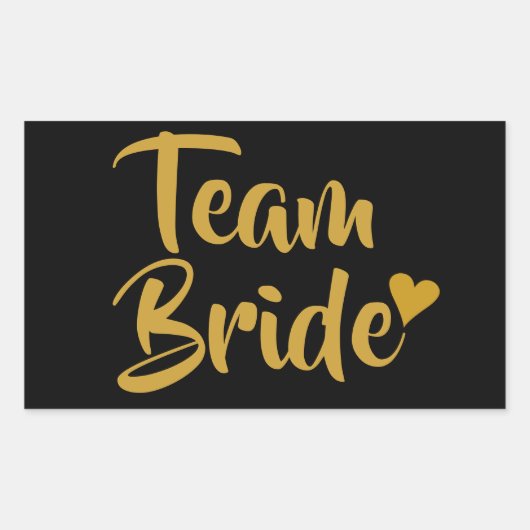 Team Bruid Gouden Hart Rechthoekige Sticker (Voorkant)