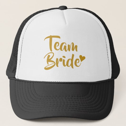Team Bruid Gouden Hart Trucker Pet (Voorkant)