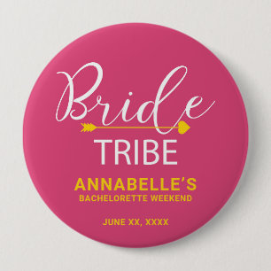 Team Bruid Knop. Heet Roze Cupido Pijl, Hart  Ronde Button 4,0 Cm