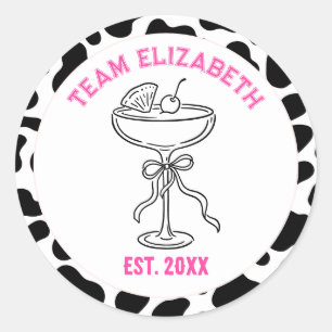 Team Bruid Koeienprint Nash Bash Bachelorette Ronde Sticker
